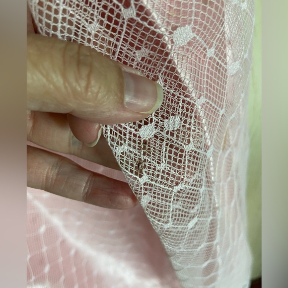 70s Pink Lace Midi Prom Dress Size Large (13/14) Vintage JC Penney Made In USA - Picture 7 of 14